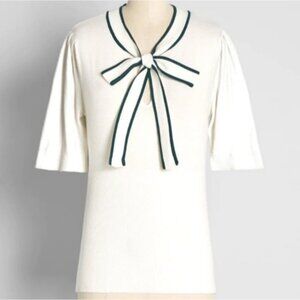 Modcloth Bow Thyself Tie Neck Knit Sweater Top 2X New Office Career